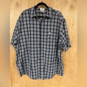 VTG Mens Disney Button Up Shirt Mens XLShort Sleeve Blue Plaid Walt Disney World